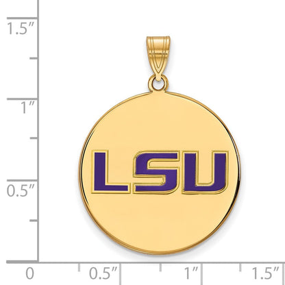 Vergoldet Sterlingsilber Logoart Louisiana State University L S U Extra Groß Emailliert Plättchen Anhänger