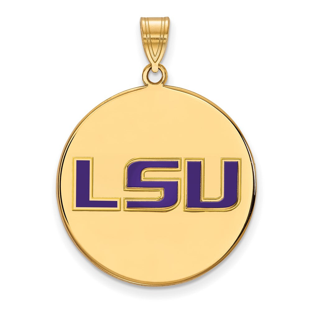 Vergoldet Sterlingsilber Logoart Louisiana State University L S U Extra Groß Emailliert Plättchen Anhänger