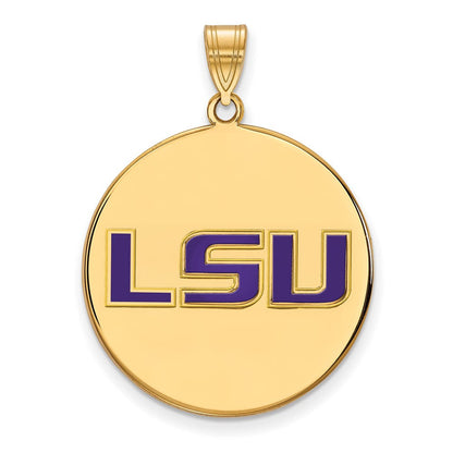 Vergoldet Sterlingsilber Logoart Louisiana State University L S U Extra Groß Emailliert Plättchen Anhänger