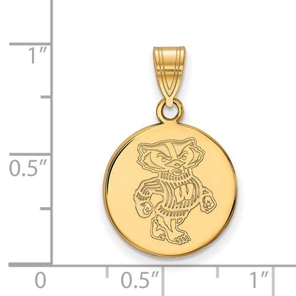 10K Gelbgold Logoart University Of Wisconsin Badger Mittel Plättchen Anhänger