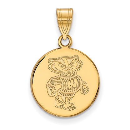 Vergoldet Sterlingsilber Logoart University Of Wisconsin Badger Mittel Plättchen Anhänger