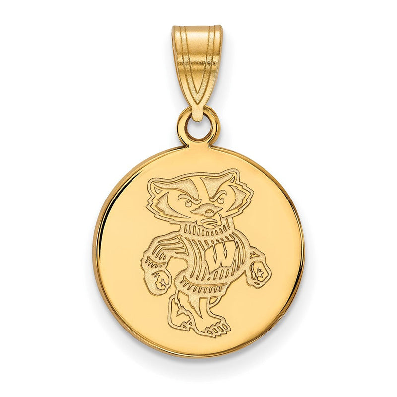 10K Gelbgold Logoart University Of Wisconsin Badger Mittel Plättchen Anhänger