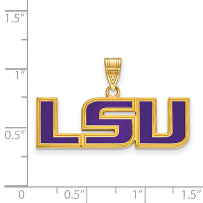 Vergoldet Sterlingsilber Logoart Louisiana State University L S U Mittel Emailliert Anhänger