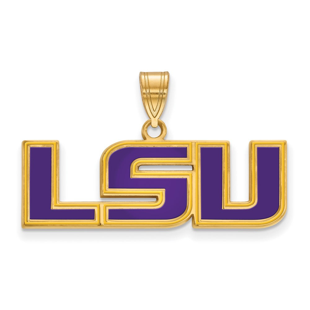 Vergoldet Sterlingsilber Logoart Louisiana State University L S U Mittel Emailliert Anhänger