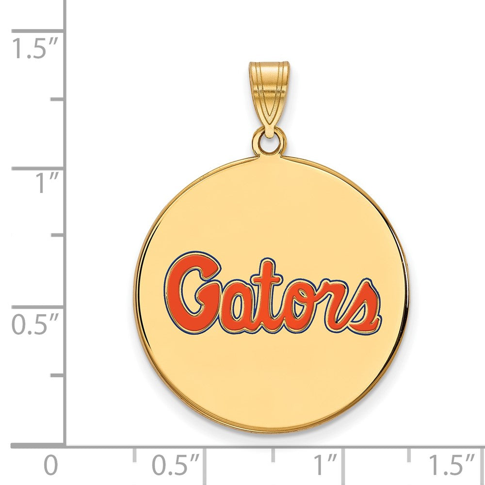 Vergoldet Sterlingsilber Logoart University Of Florida Gators Schreibschrift Extra Groß Emailliert Plättchen Anhänger