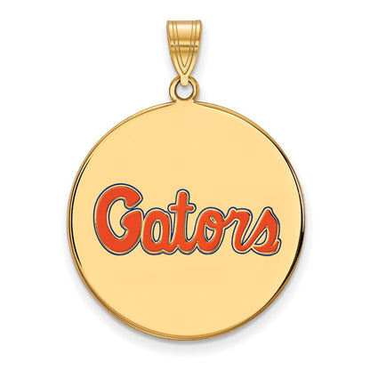 Vergoldet Sterlingsilber Logoart University Of Florida Gators Schreibschrift Extra Groß Emailliert Plättchen Anhänger