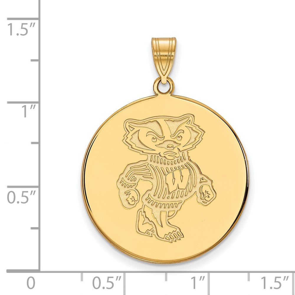 Vergoldet Sterlingsilber Logoart University Of Wisconsin Badger Extra Groß Plättchen Anhänger