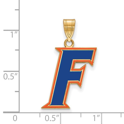 Vergoldet Sterlingsilber Logoart University Of Florida Buchstabe F Groß Emailliert Anhänger