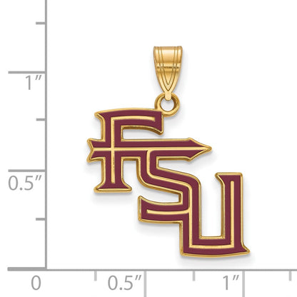 Vergoldet Sterlingsilber Logoart Florida State University F S U Groß Emailliert Anhänger