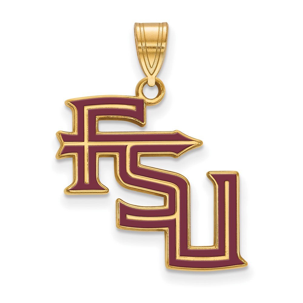 Vergoldet Sterlingsilber Logoart Florida State University F S U Groß Emailliert Anhänger
