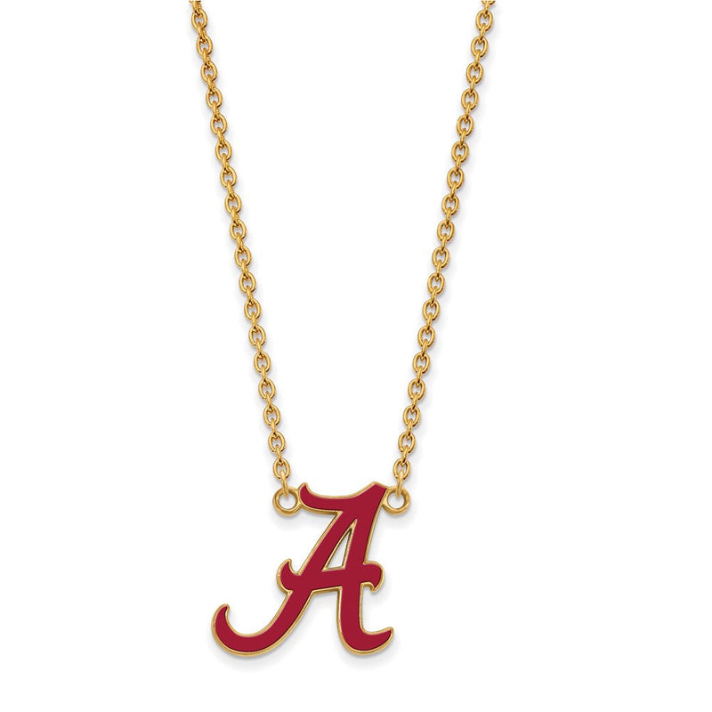Vergoldet Sterlingsilber Logoart University Of Alabama Buchstabe A Groß Emailliert Anhänger 18 Zoll Halskette