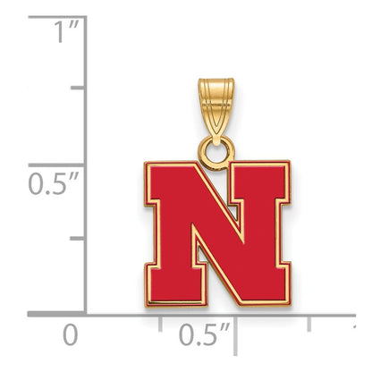 Vergoldet Sterlingsilber Logoart University Of Nebraska Buchstabe N Klein Emailliert Anhänger
