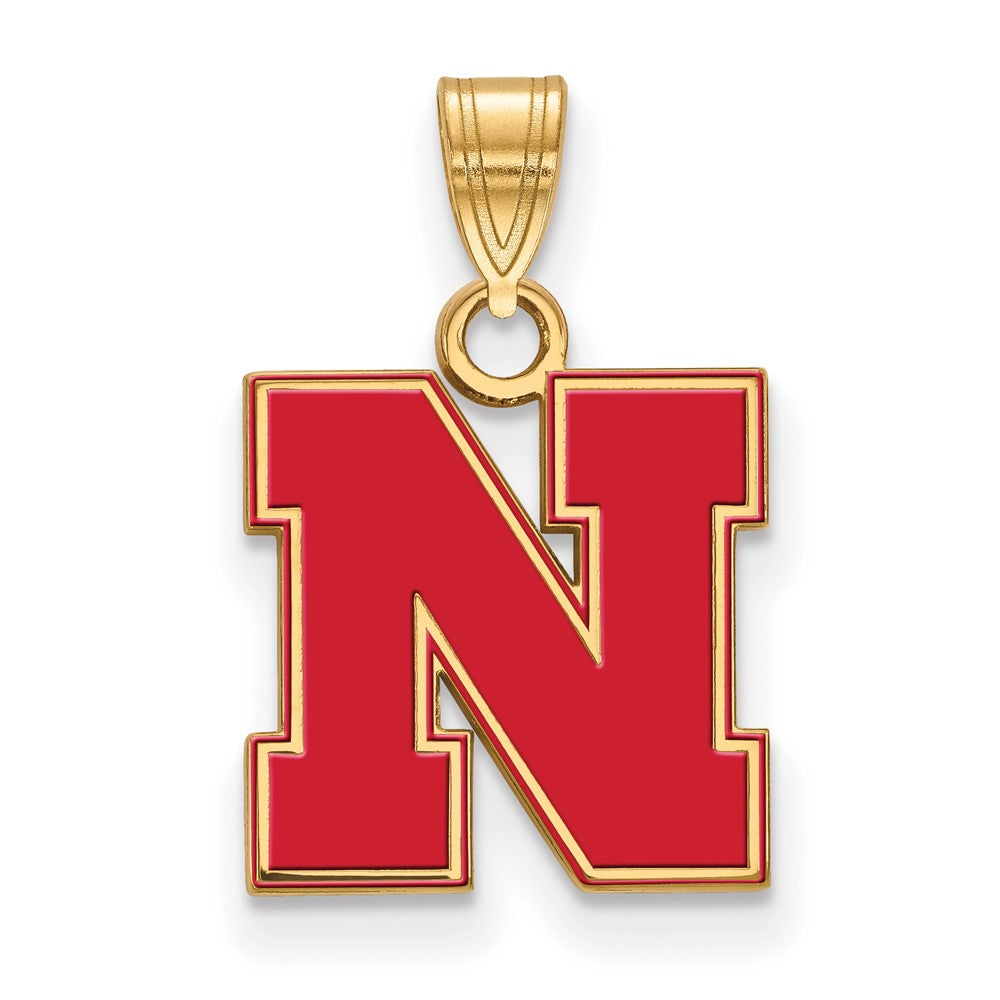 Vergoldet Sterlingsilber Logoart University Of Nebraska Buchstabe N Klein Emailliert Anhänger