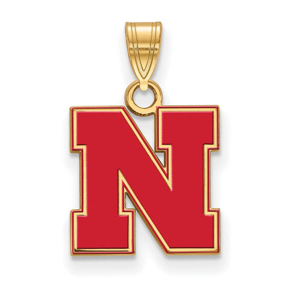 Vergoldet Sterlingsilber Logoart University Of Nebraska Buchstabe N Klein Emailliert Anhänger