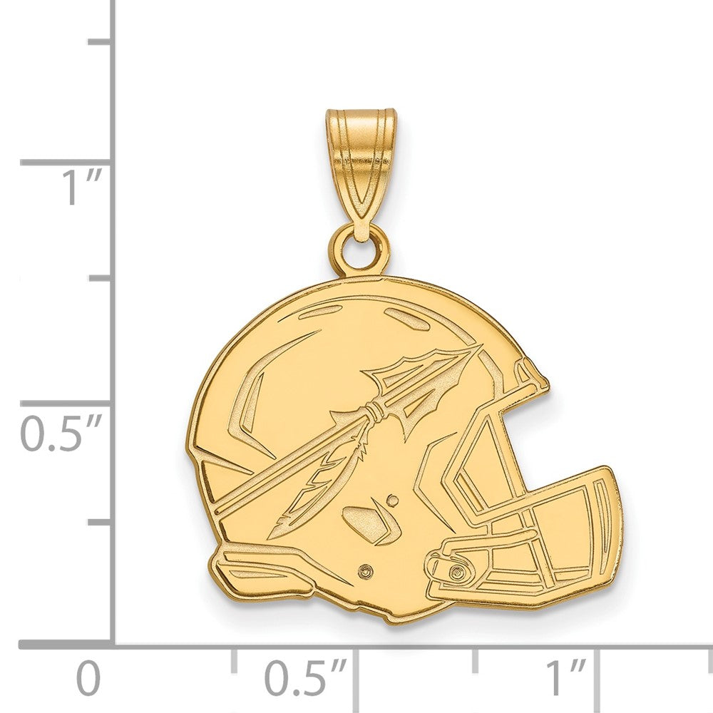 10K Gelbgold Logoart Florida State University Pfeil Groß Football Helm Anhänger