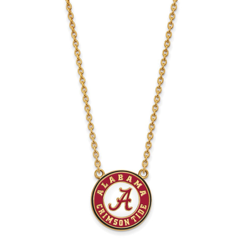 Vergoldet Sterlingsilber Logoart University Of Alabama Crimson Tide Groß Emailliert Anhänger 18 Zoll Halskette