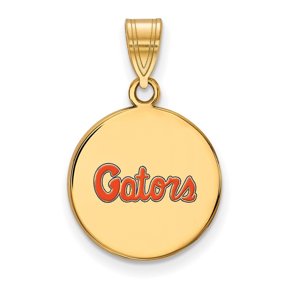 Vergoldet Sterlingsilber Logoart University Of Florida Gators Schreibschrift Mittel Emailliert Plättchen Anhänger