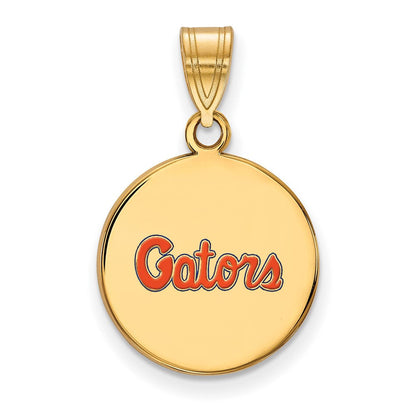 Vergoldet Sterlingsilber Logoart University Of Florida Gators Schreibschrift Mittel Emailliert Plättchen Anhänger