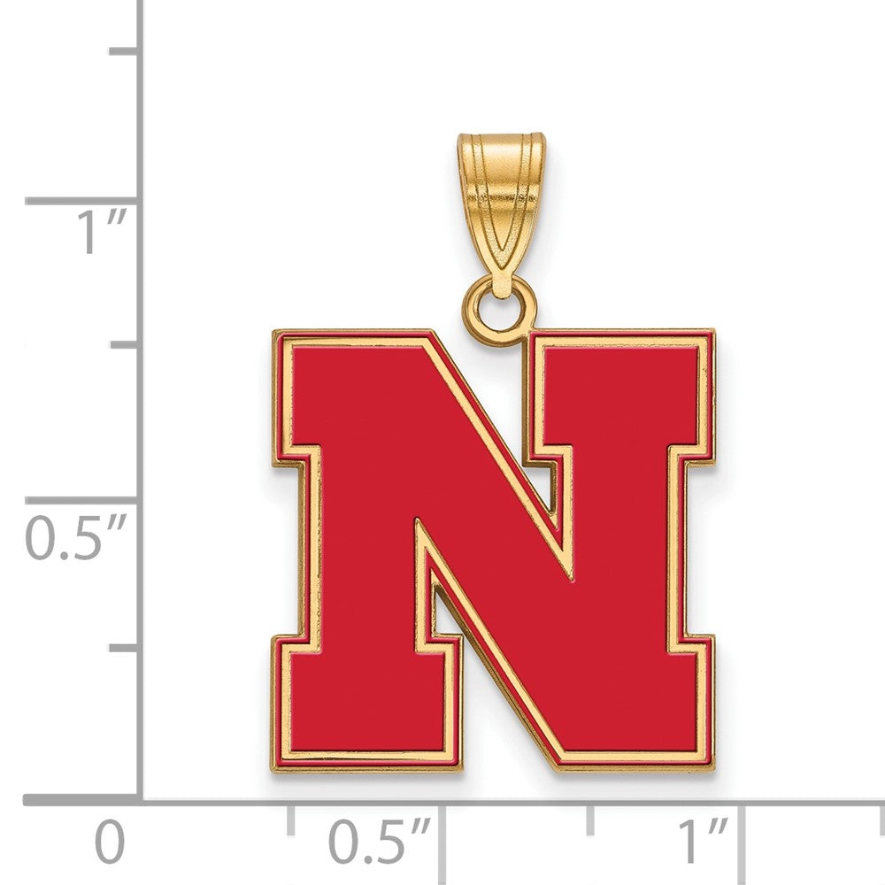 Vergoldet Sterlingsilber Logoart University Of Nebraska Buchstabe N Groß Emailliert Anhänger