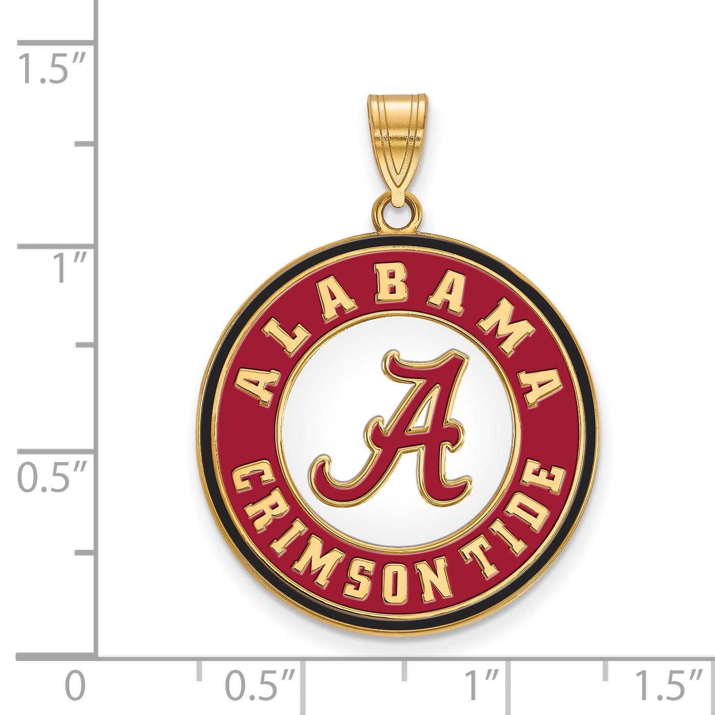 Vergoldet Sterlingsilber Logoart University Of Alabama Crimson Tide Extra Groß Emailliert Plättchen Anhänger