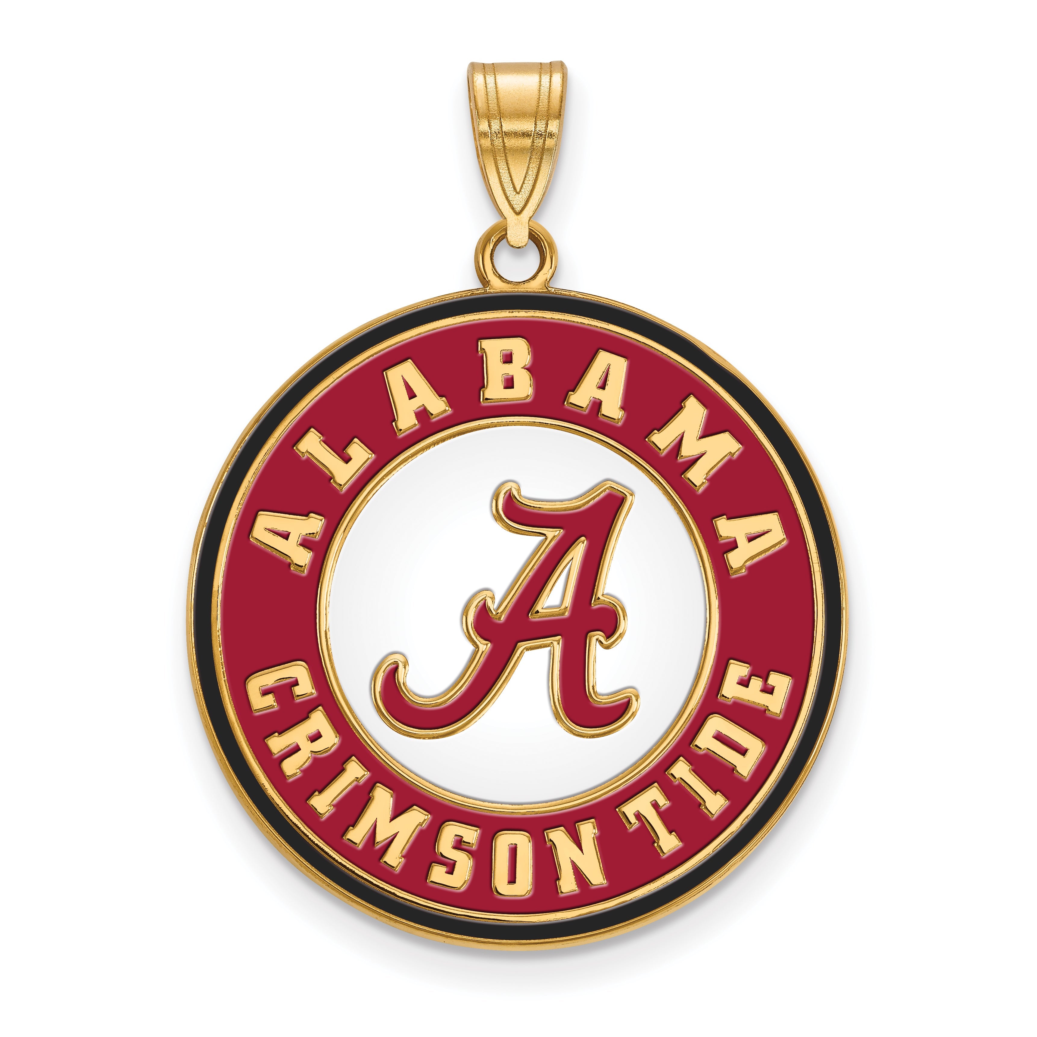 Vergoldet Sterlingsilber Logoart University Of Alabama Crimson Tide Extra Groß Emailliert Plättchen Anhänger