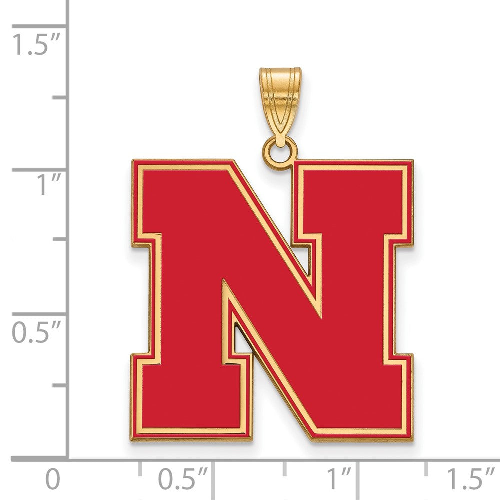 Vergoldet Sterlingsilber Logoart University Of Nebraska Buchstabe N Extra Groß Emailliert Anhänger