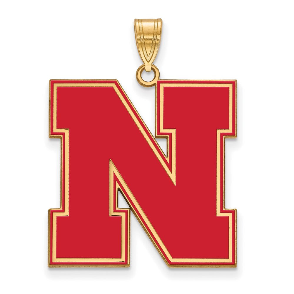 Vergoldet Sterlingsilber Logoart University Of Nebraska Buchstabe N Extra Groß Emailliert Anhänger