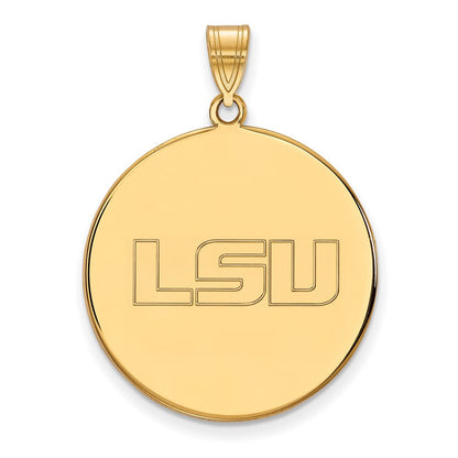 Vergoldet Sterlingsilber Logoart Louisiana State University L S U Extra Groß Plättchen Anhänger