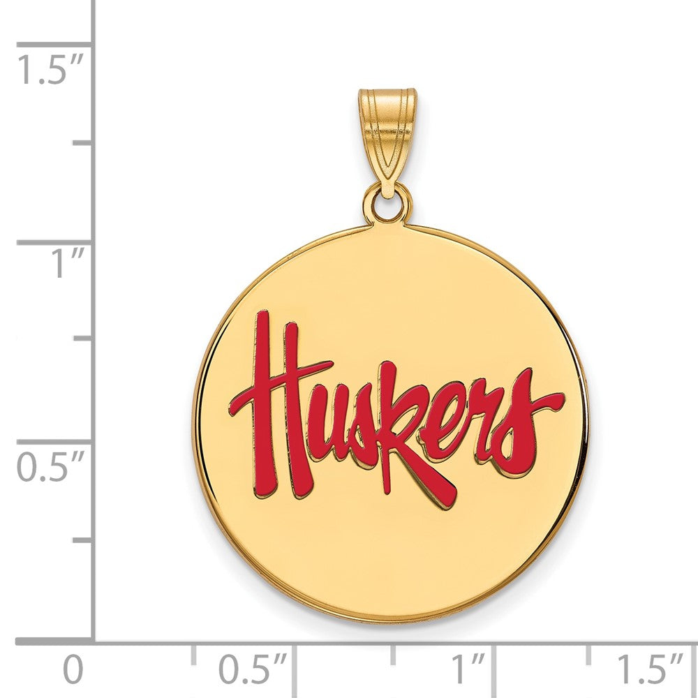Vergoldet Sterlingsilber Logoart University Of Nebraska Huskers Extra Groß Emailliert Plättchen Anhänger