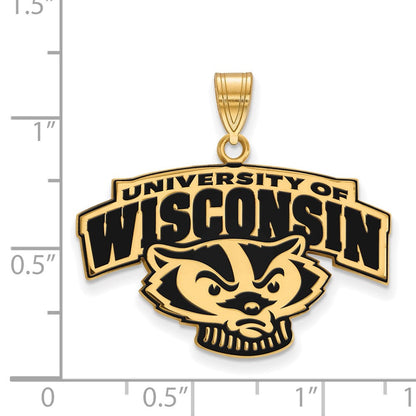 Vergoldet Sterlingsilber Logoart University Of Wisconsin Groß Emailliert Anhänger