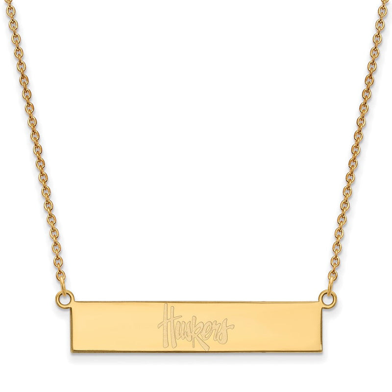 Vergoldet Sterlingsilber Logoart University Of Nebraska Huskers Klein Stab 18 Zoll Halskette
