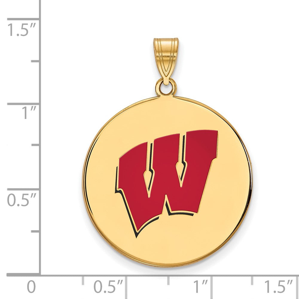 Vergoldet Sterlingsilber Logoart University Of Wisconsin Buchstabe W Extra Groß Emailliert Plättchen Anhänger