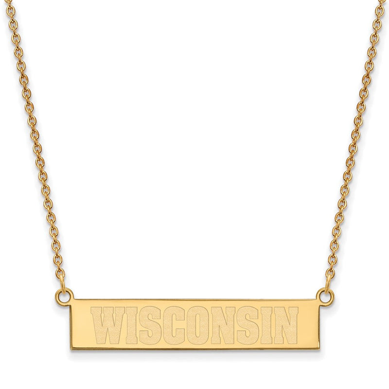 Vergoldet Sterlingsilber Logoart University Of Wisconsin Klein Stab 18 Zoll Halskette