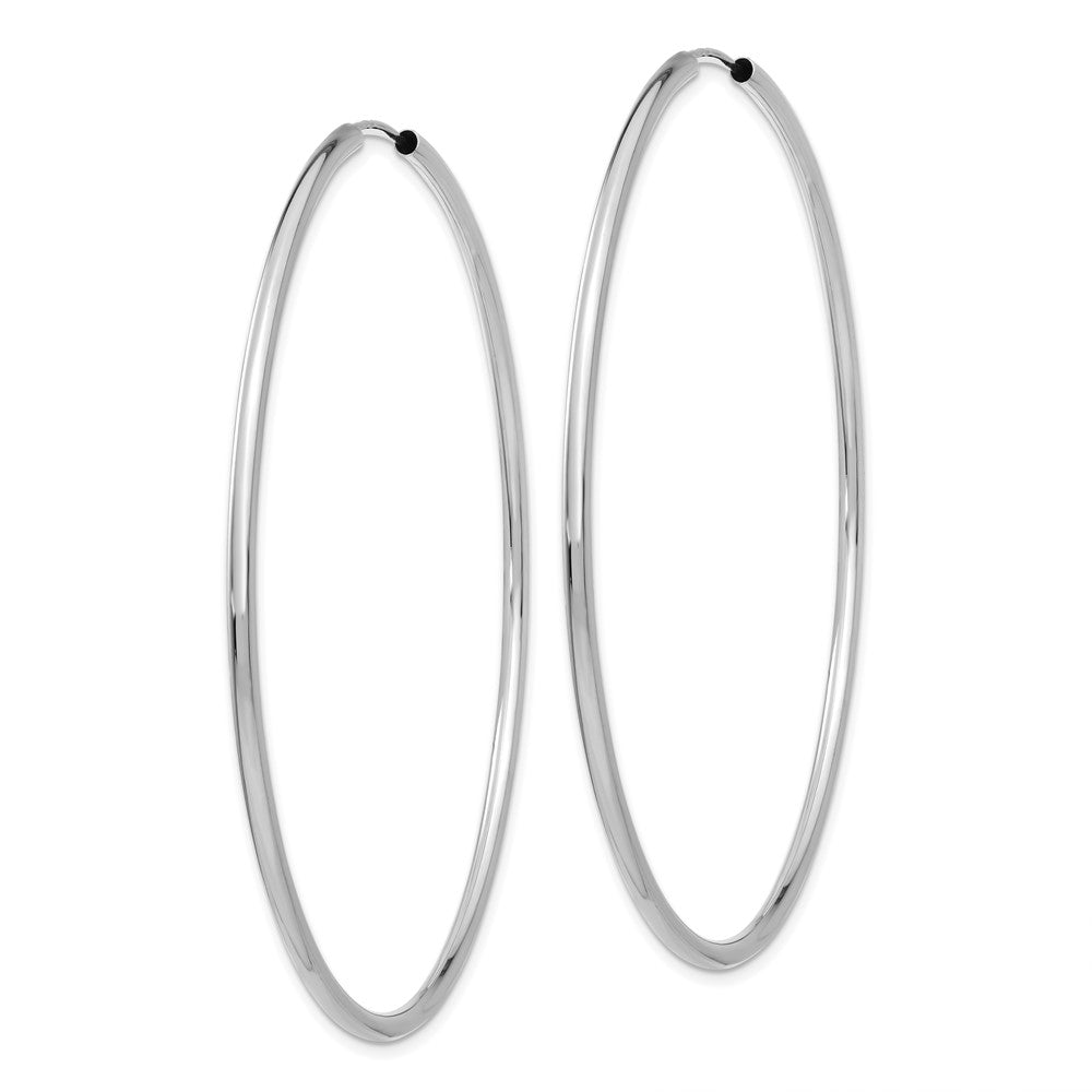 14K Weißgold 2mm Poliert Endlos Creolen