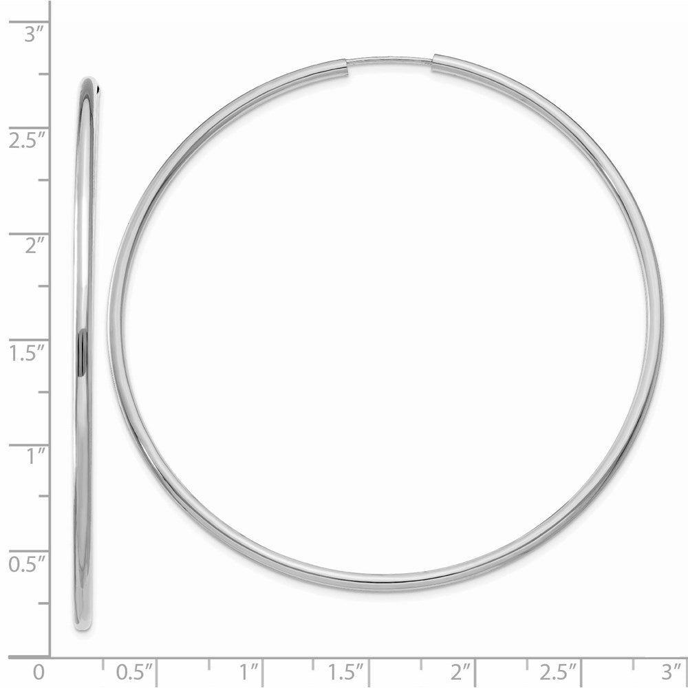 14K Weißgold 2mm Poliert Endlos Creolen