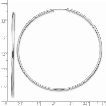 14K Weißgold 2mm Poliert Endlos Creolen