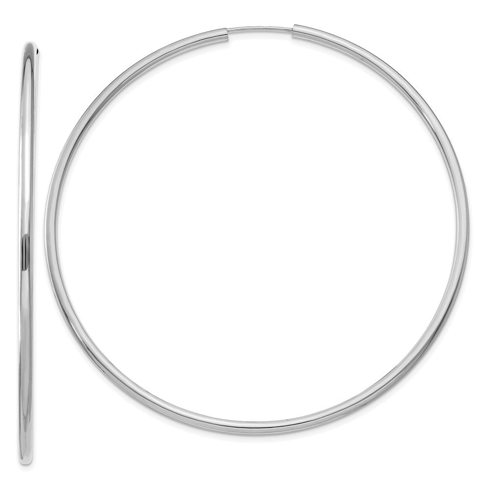 14K Weißgold 2mm Poliert Endlos Creolen