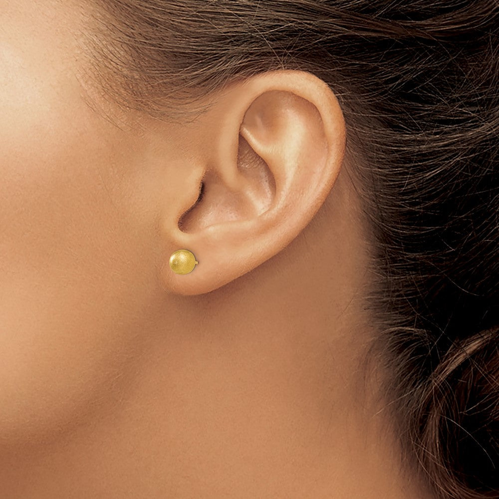 14K Gelbgold 6mm Satiniert Kugel Ohrstecker