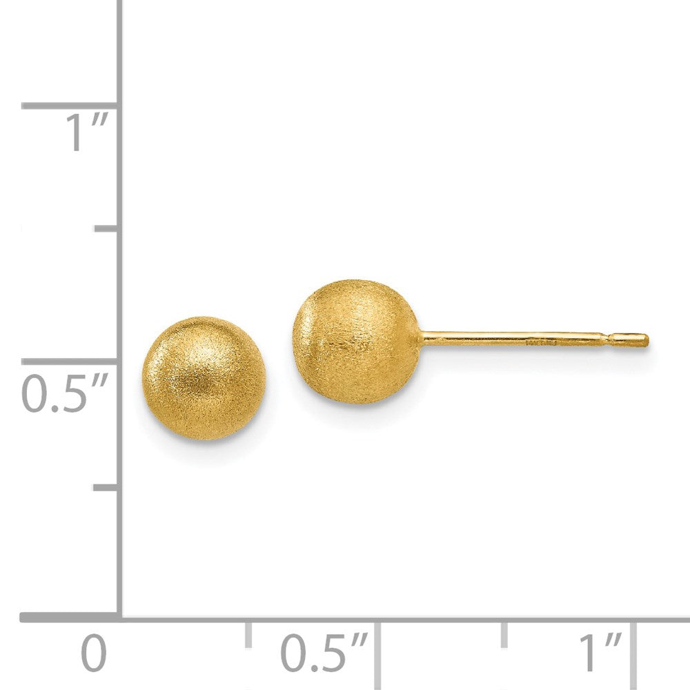 14K Gelbgold 6mm Satiniert Kugel Ohrstecker