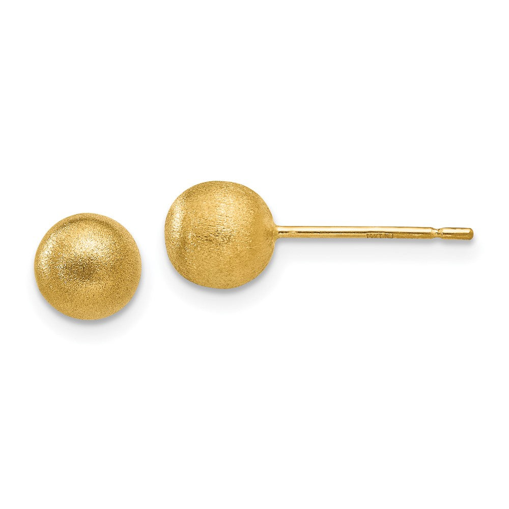 14K Gelbgold 6mm Satiniert Kugel Ohrstecker