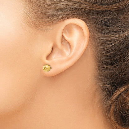 14K Gelbgold Poliert und Diamantiert 7mm Kugel Ohrstecker