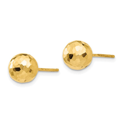 14K Gelbgold Polierte und Diamantgeschliffene 8MM Kugel-Ohrstecker