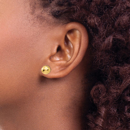 14K Gelbgold Polierte und Diamantgeschliffene 8MM Kugel-Ohrstecker