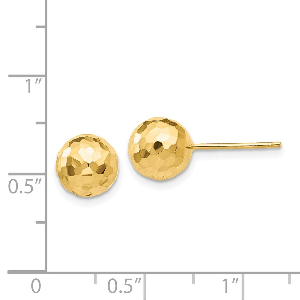 14K Gelbgold Polierte und Diamantgeschliffene 8MM Kugel-Ohrstecker