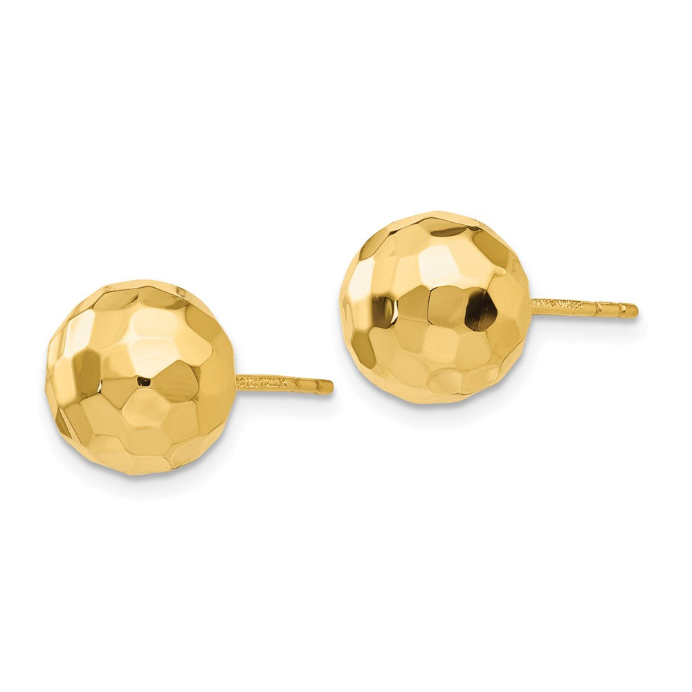 14K Gelbgold Ohrstecker mit polierten und diamantgeschliffenen 9,5-mm-Kugeln