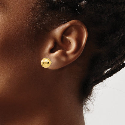 14K Gelbgold Ohrstecker mit polierten und diamantgeschliffenen 9,5-mm-Kugeln