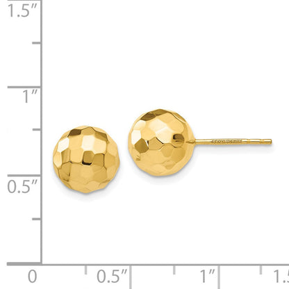 14K Gelbgold Ohrstecker mit polierten und diamantgeschliffenen 9,5-mm-Kugeln