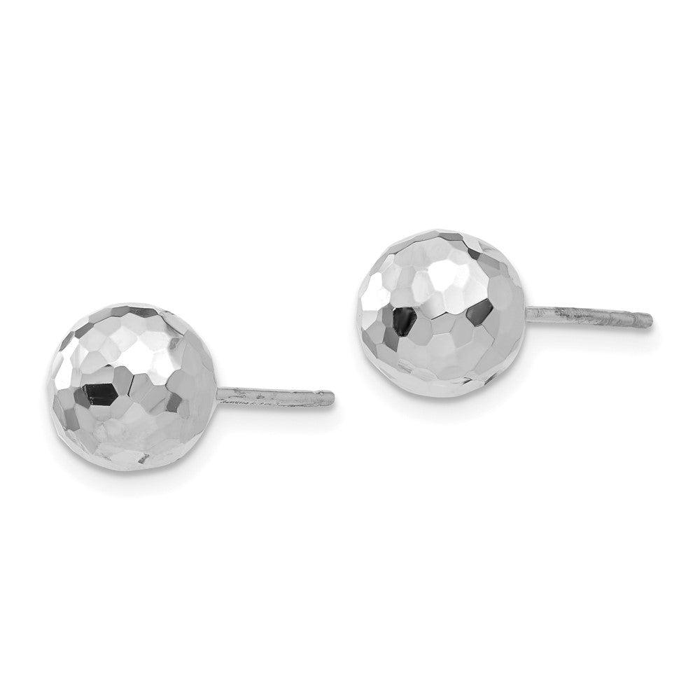 14K Weißgold Ohrstecker, poliert, diamantgeschliffen, 8 mm Kugel