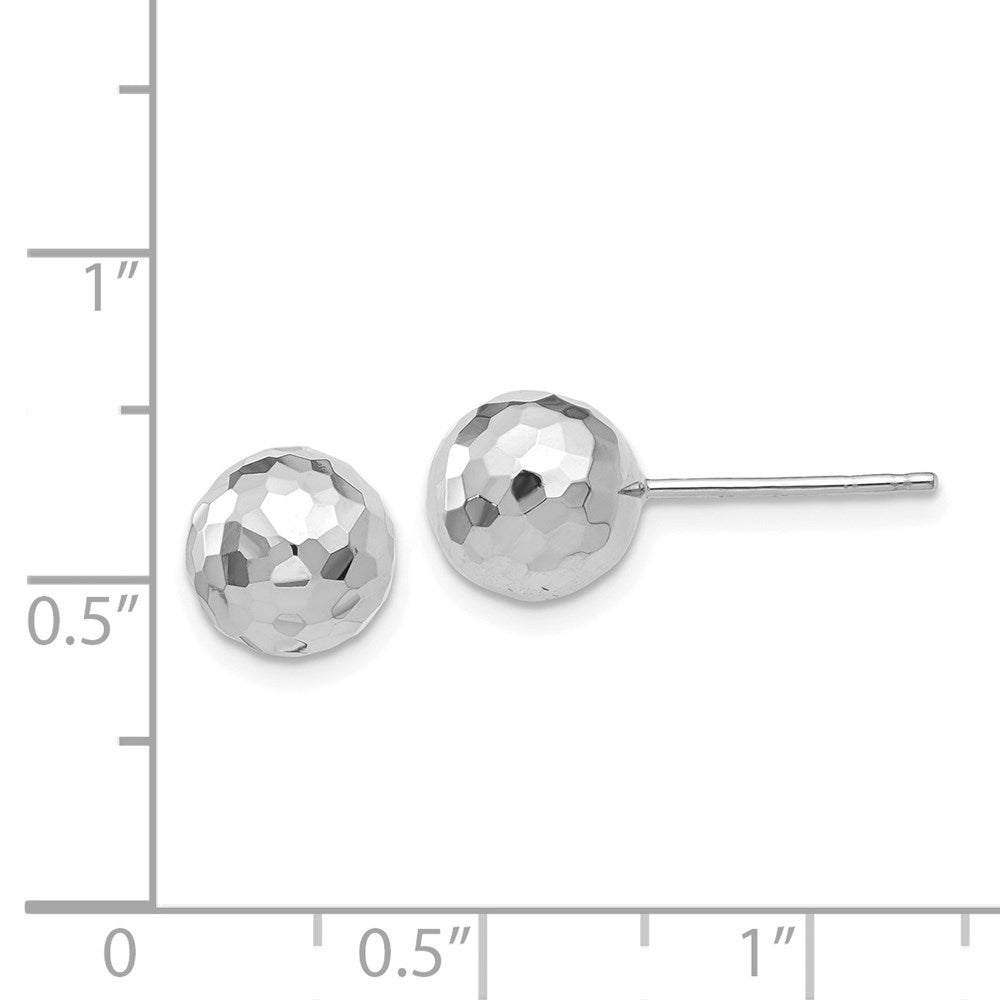 14K Weißgold Ohrstecker, poliert, diamantgeschliffen, 8 mm Kugel