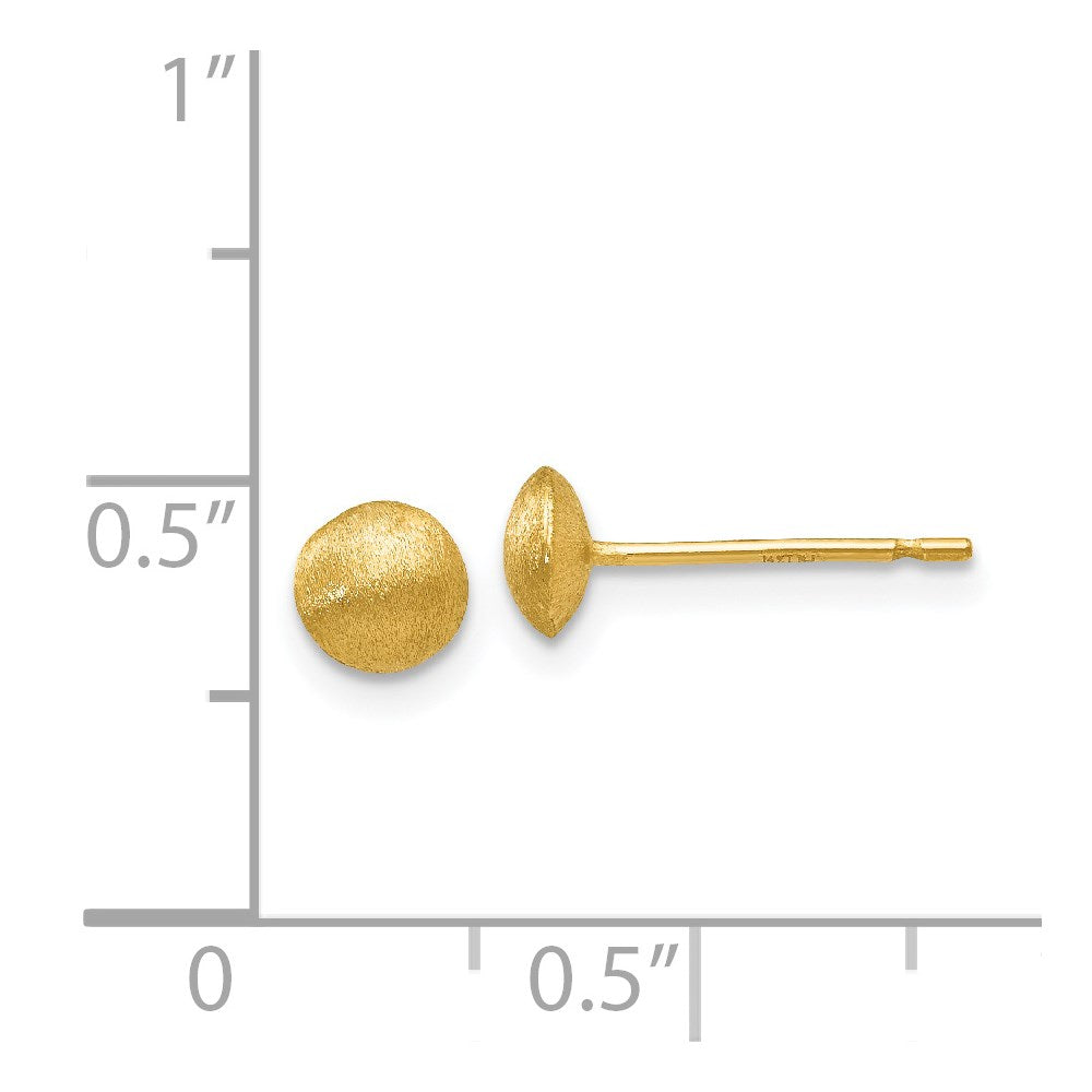 14K Gelbgold 5mm Satiniert Gewölbt Knopf Ohrstecker